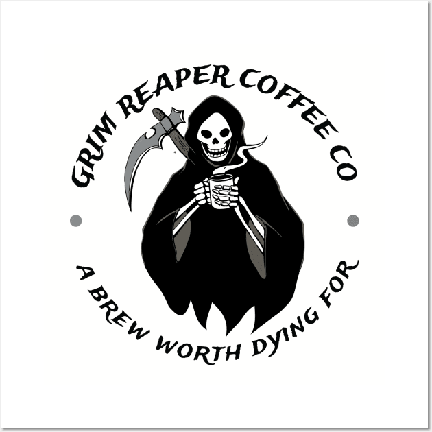 Grim Reaper Coffee Company Coffee Fan Gift Wall Art by atomguy